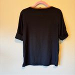 Ralph Lauren Lauren Black Short Sleeve Tee Shirt Womens L Brown Faux Suede Trim Photo 8