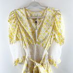 For Love & Lemons Floral Tiered Sheer Lace Mini Slip Dress Butter Yellow Large Photo 6