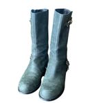 Cole Haan  Nike Air charcoal Black Leather Boots mid calf gold accents size 6.5 Photo 2