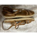 Vince Camuto Sandals Espadrille Brown Strappy Leather Flats Size 9.5 Women’s Photo 4