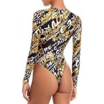 NEW Versace Jeans Couture Long Sleeve Black and Gold Baroque Bodysuit Size US 6 Photo 8