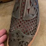 Free People new  Women 6.5 Leather Slip On Mule Shoe Taupe Laser Upper FLAT Block Photo 4