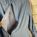 Topshop midi asymmetric hem ruched sleeves slit side open back women Size 6 blue Photo 9