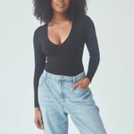 Klassy Network  Deep V Long Sleeve‎ Ribbed Bramisuit Black Size Small Photo 2