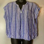 Coastal Comfort Striped Denim Blue and White Blouse Size XXL Photo 0
