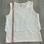 J.Crew Tank Top Pink/Peach with White Lace Overlay Size Medium Photo 4