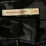Levi's Levi’s 721 SZ 26 High-Rise Skinny Jeans Camo Stretch Zip-Fly Pockets Black Gray Photo 7