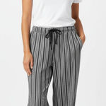 Donna Karan  Gray & Black Soft Striped Drawstring Waist Athleisure Pants L Photo 0