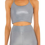 Koral Leah Infinity Sports Bra Lustrous Silver Gray Cropped Top Photo 0