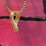 Vintage Faux Diamond baguette gold tone swirled pendant/chain Photo 4