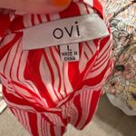 OVI  Red and White Striped Blouse with Ruffle Sleeves Photo 4
