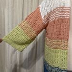 Maurice's Women Ombre Stripe Open Knit Long Cardigan Sweater 1/2 Sleeve M Block Photo 2