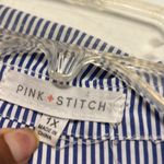 Pink Stitch  Women’s Long Sleeve Button Up Shirt 1X Plus Stripes Twisted Front Photo 3