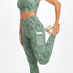 Fabletics Women's 7/8 Powerhold Leggings Green Reptile Print Size L Photo 0