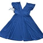 Gilli Dress Womens Small Blue Wrap Short Sleeve Fit Flare Made USA Stretchy Photo 1