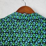 Donna Morgan ‎ Shirt Dress Womens 10 Green Blue Retro Print Button Down Front Tie Photo 1