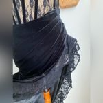 Miss Circle Black Lace Corset Velvet Ruffle High Slit Maxi Dress, Size XS Photo 3