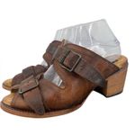 Freebird Caprice Brown Leather Buckle Mules Clogs Size 9 Photo 1