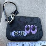 Coach  Signature Corner Zip Wristlet Bag Black Jacquard Fabric Purple Graphics Photo 5