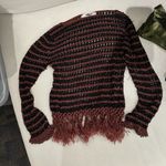 y2k retro knitted black and brown stripe long sleeve shirt Size small medium Photo 3