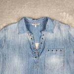 John Mark  Womens Blouse Top Denim Floral Size L Large Photo 1