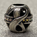 Retired Chamilia 925 Sterling AB Crystal Enamel Infinity 2012 Collectors Charm Silver Photo 0