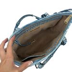 Brahmin Mini Asher Tote Satchel Bag Melbourne Cerulean Blue Croc Embossed Photo 7