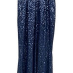Adrianna Papell Women's Size 4 Navy Blue Sequin sleeveless Maxi Evening Gown Photo 0