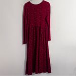 90s Red Floral Midi Dress w/ Pockets Cottagecore Made in USA Size Large Photo 6