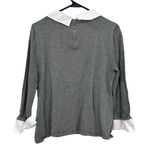 Belldini Size Large Shirt Gray Layered Look Pullover‎ Back Zip Rhinestone Collar Photo 1