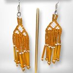 Native American Beaded Tassel Earrings Orange Photo 0