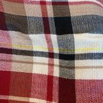 Plaid red and ivory square fringe oversized scarf Photo 1