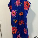 Silky Halter neck dress. Blue floral Size M Photo 1