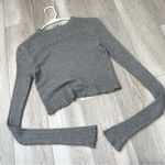 Free People  Tshirt thermal waffle knit crop womens Gray (small) casual Photo 3