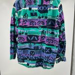 Krazy Kat  80s abstract art to wear long sleeve button up cotton casual vintage L Photo 4
