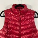 Talbots  Women Glossy Red Chevron Quilted Down Filled Puffer Vest Size S Photo 1