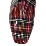 Betsey Johnson Regie Red Tartan Plaid Boots Booties Sz 6.5 Wet Look Chunky Heel Photo 3