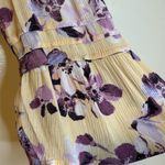 J.Jill  butter yellow blouse with purple flowers. Photo 5