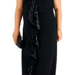 Slny  Black Sequin Halter Flounce Dress Size 18W New Photo 0