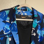 TanJay Floral Open Front Blazer | Jacket | Business Casual Blue Size 14 Photo 3
