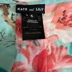 Kate & Lily Blue Pink Floral Chiffon Tie Belt Short Sleeve Maxi Dress Size 6 NEW Photo 1