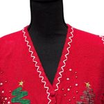 Designer Original Studios Large Vintage Christmas Tree Embroidered Red Vest Photo 3
