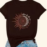 Women Live by The Sun Love by The Moon T Shirts Teen Girl Cute Graphic Tshirt Black Size M Photo 0
