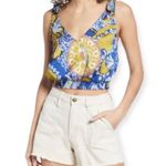Free People NWT Women's Weekend In Montauk Floral Print Cropped Tank Top Sz M Photo 0