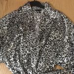 Frederick's of Hollywood Womens  Animal Print Satin Lace Robe Gray/Black Small Photo 3