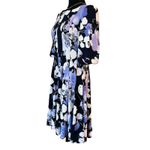 Rabbit Purple Navy Purple Floral Dress NWT | Size 4 | Bubble Sleeve Fit & Flare Photo 2