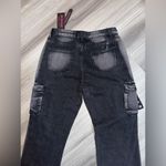 Romwe NWT Black Distressed Grunge Women’s Punk Buckle Cargo Wide Leg Y2K Pants Photo 6