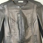 Vince Lamb Leather Zip Collarless Jacket Mix Knit Sleeve Womens Size 2 Photo 11