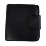 Vintage Piato Black Genuine Leather Trifold Wallet Embossed Logo Compact Photo 0