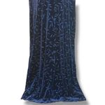 Another Thyme Blue Velvet Maxi Dress Glitter Leaf Pattern Vintage 18 Large 8 Photo 4